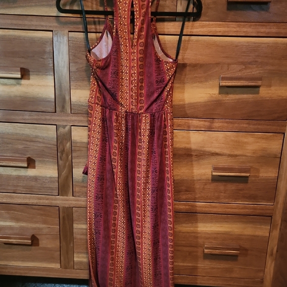 BCBGeneration Red and Black Halter Wrap Midi Dress - Picture 6 of 6